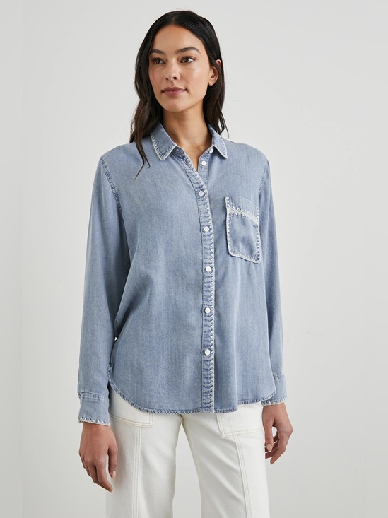 Rails Tops - NWOT Rails Saya Medium Cloud Wash Tencel XXL Basket stitch